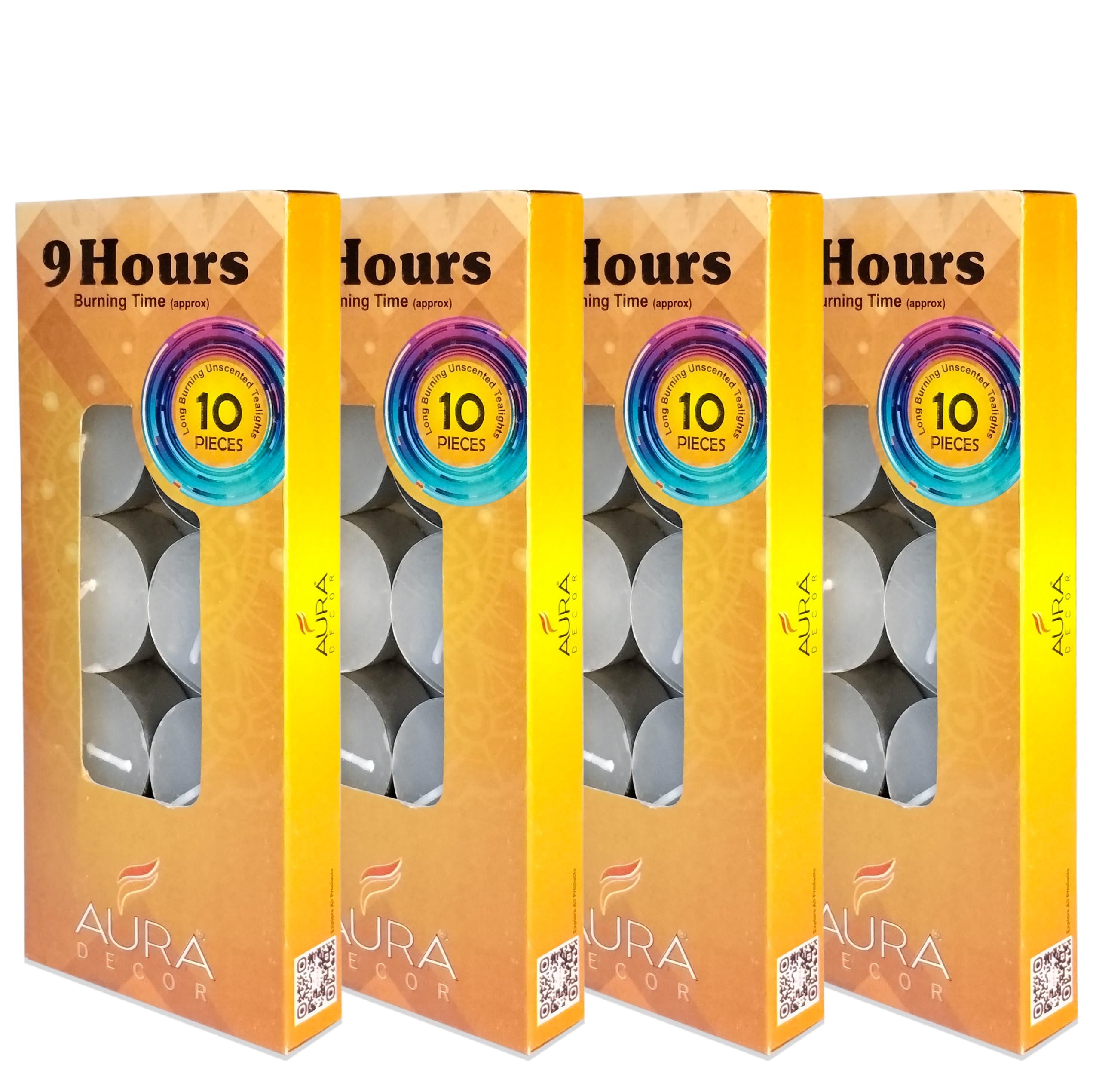 AuraDecor Smokeless Tealight Candles 100% Pure Wax, Unscented, 9 Hours Burning time, White Unscented Tea Light Candles (Pack of 40)-picture-7