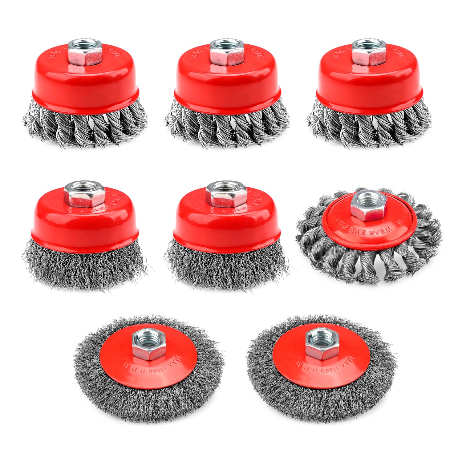 SI FANG 8 Stück Drahtbürste Set für Bohrmaschine,75mm und 10