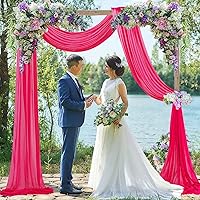 Vista 8 de Tela para arco de boda, azul marino, 20 pies, 2 paneles de tela de gasa, arcos de boda para ceremonia, cortinas de techo, arcos de boda, arco