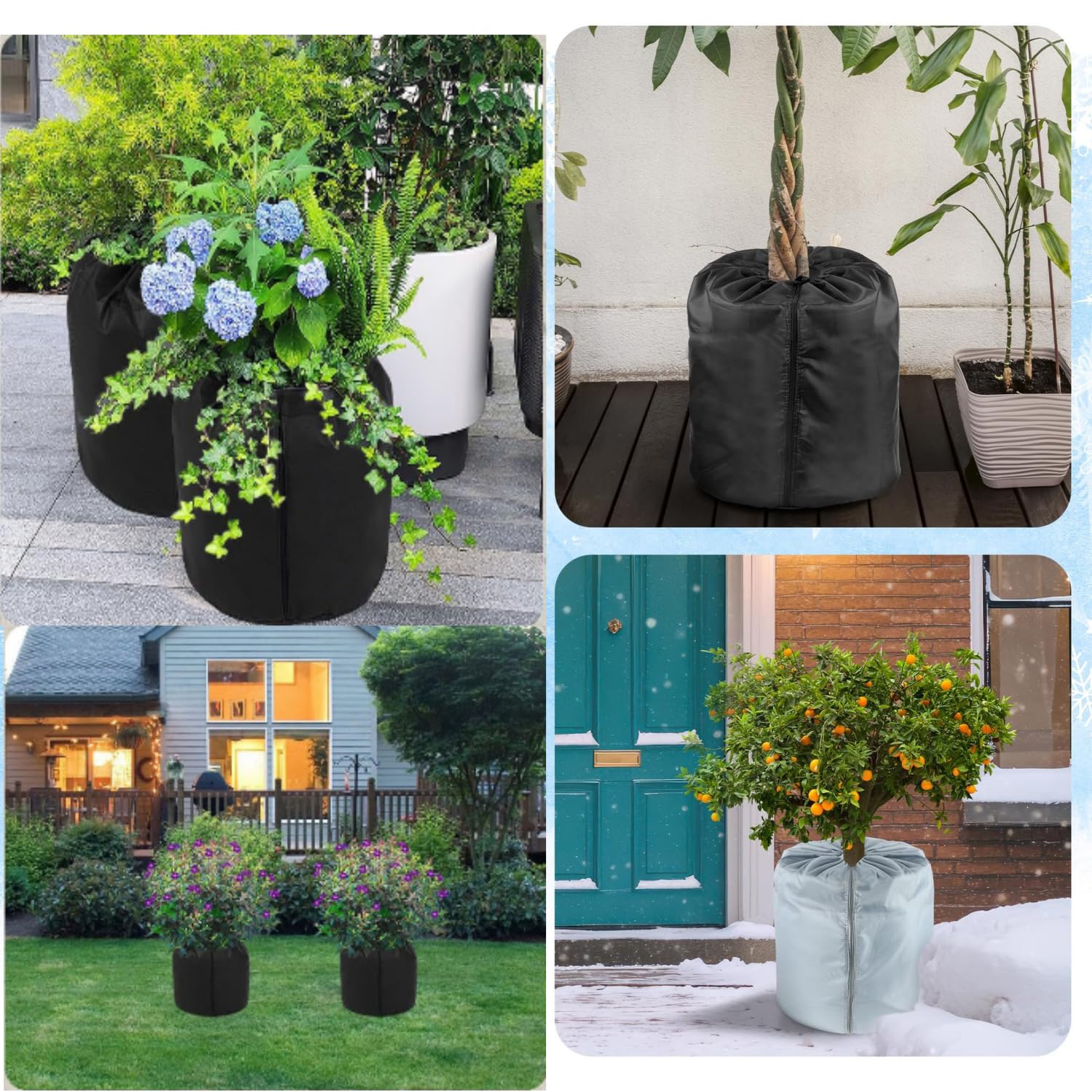 Paquete de 2 fundas protectoras para plantas de invierno, transpirables, resistentes al desgaste, con cordón y cremallera para plantas en macetas, árboles frutales