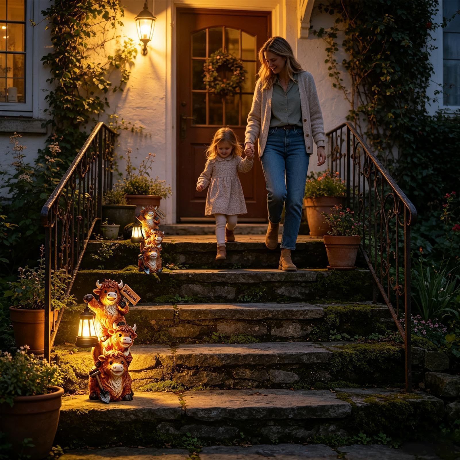 Generico Animali Ornamento Luminoso In Resina Con Benvenuto | Decorazione Solare Da Giardino Per Esterni Cortile Giardino Prato Patio Portico Sentiero Paesaggistica Terrazza