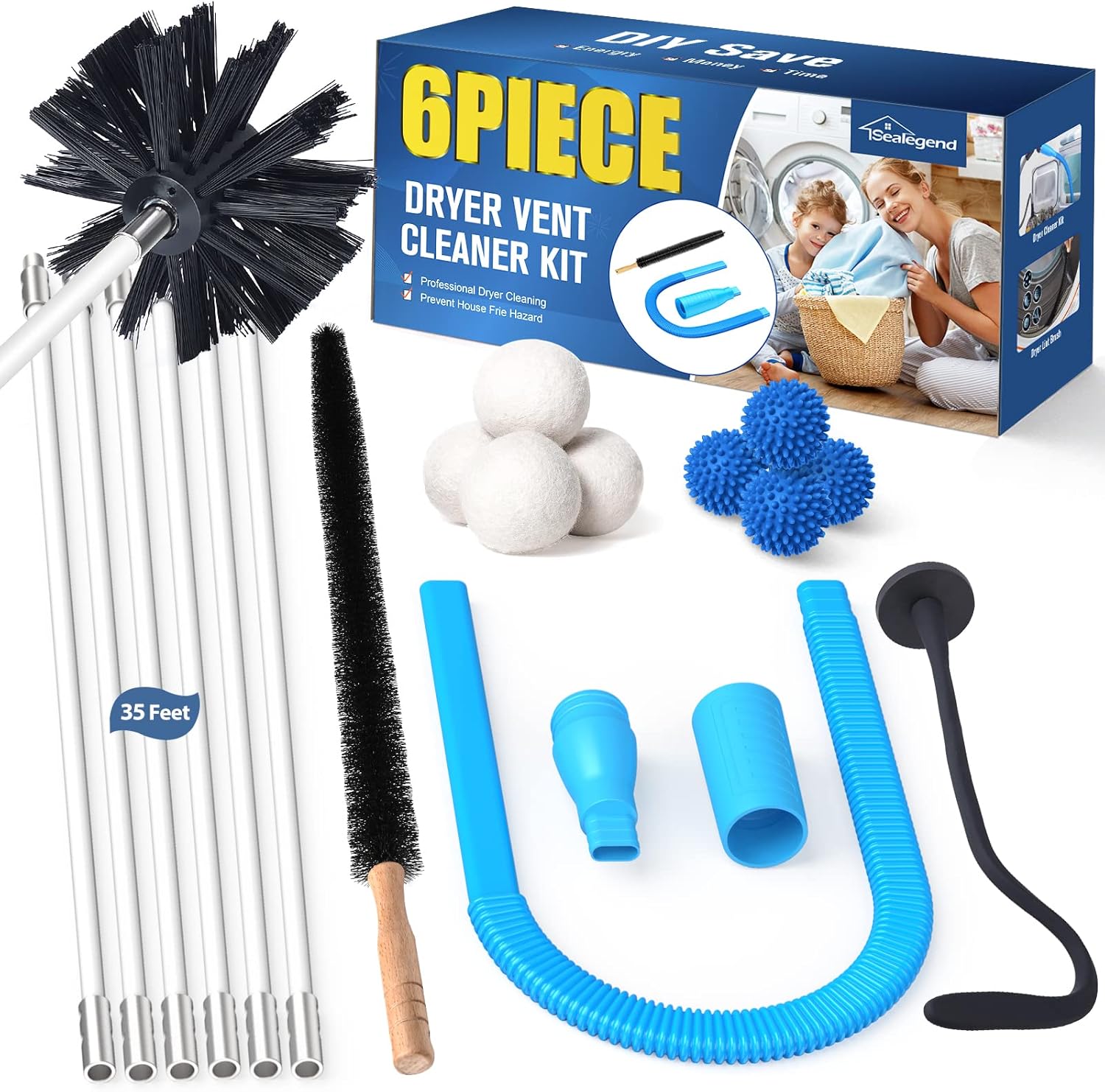 Dryer Vent Go Pro Cleaning Sealegend 6-Pack Dryer Vent Cleaner Kit