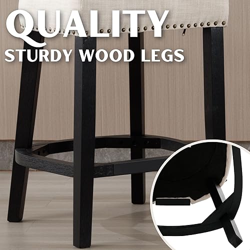 Miniatura 20 de Juego de 2 taburetes de bar de ratán de 26 pulgadas, taburetes de bar de altura de mostrador, taburetes de cocina modernos con respaldo tejido de