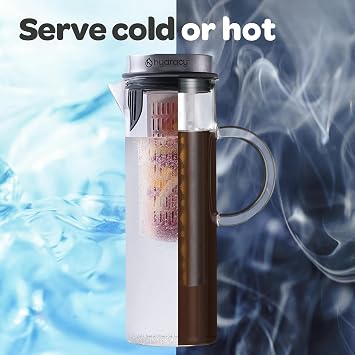 Hydracy Cold Brew Coffee Pitcher,Borosilicate Glass Iced Tea Maker 52oz