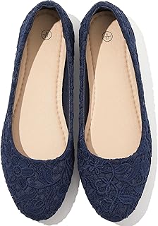 Dress Shoes for Women Round Toe Flats Shoes Lace Ballet Flats Dressy Com...