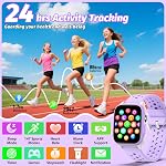 Meoonley Regardez avec les enfants 140 Modes sportifs, 1.5" Fitness Tracker pour enfants, Filles Smart Watch, Pas d'app/téléphone requis, moniteur de sommeil, fréquence cardiaque, jeux de réflexion, IP68 Imperméable, Dons pour les filles Adolescents 3+