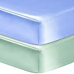 GUNTAIL 2 Pack Satin Soft Crib Sheet for Baby with Sensitive Hair Silky Baby Mattress Sheet Blue and Green Unisex 52x28x8 Fitted Sheets