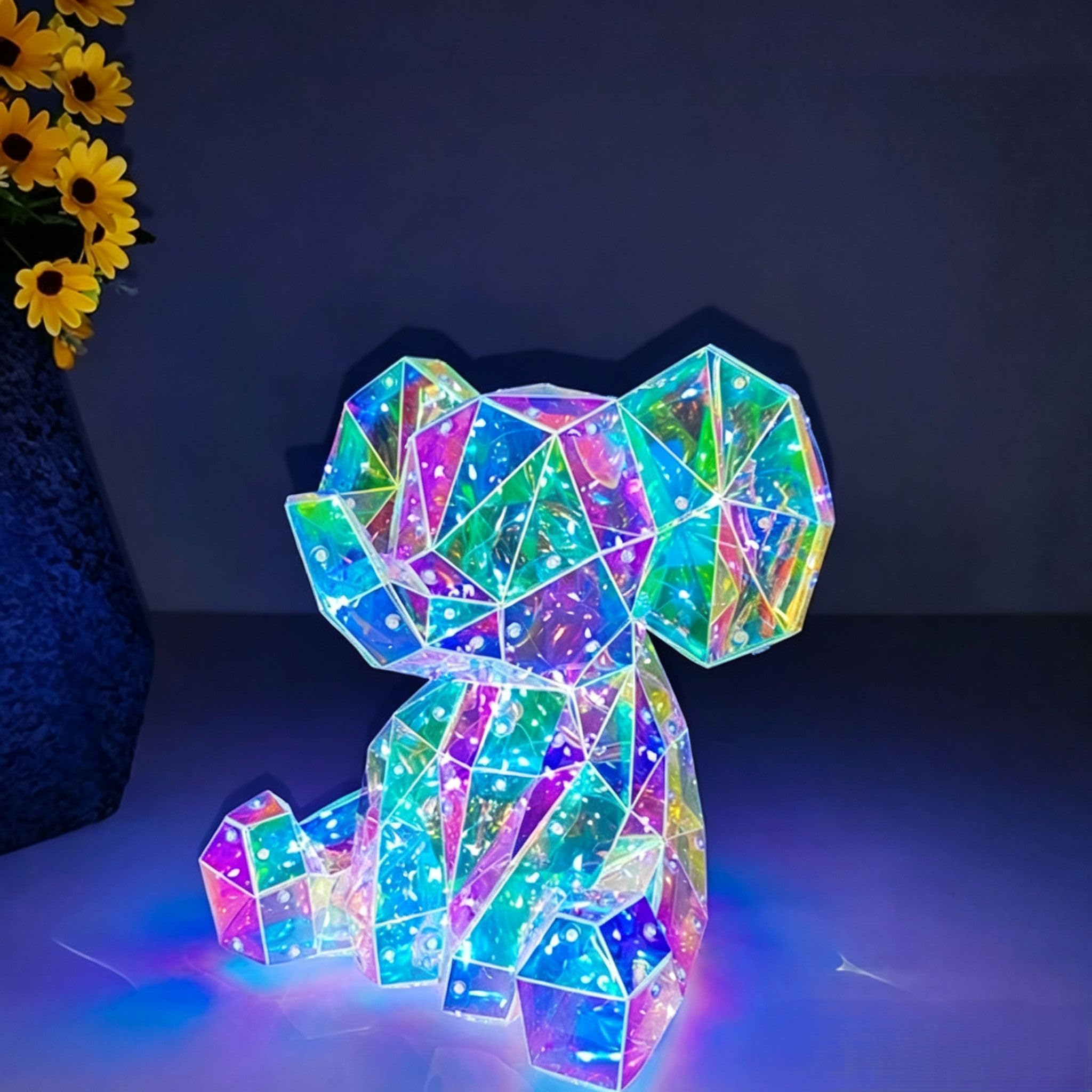 Jemnpela Prismatic Iridescent LED Night Light USB Powered 3D Prisms with Colorful Refractive Effects Decoration Lamp for Holidays Christmas Halloween