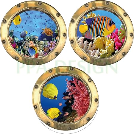 Sticker Hublot Plage ADS – Décalcomanie Murale H314, Format Paysage Marin