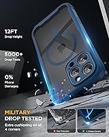 Vista 88 de Miracase Funda magnética para iPhone 14 de 6.1 pulgadas, protector de pantalla de vidrio templado integrado + protector de lente, compatible