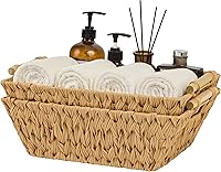 Vista 9 de GRANNY SAYS Cestas de almacenamiento de mimbre, cesta de almacenamiento para estantes, cestas de mimbre trapezoidales con asas, jacinto de agua