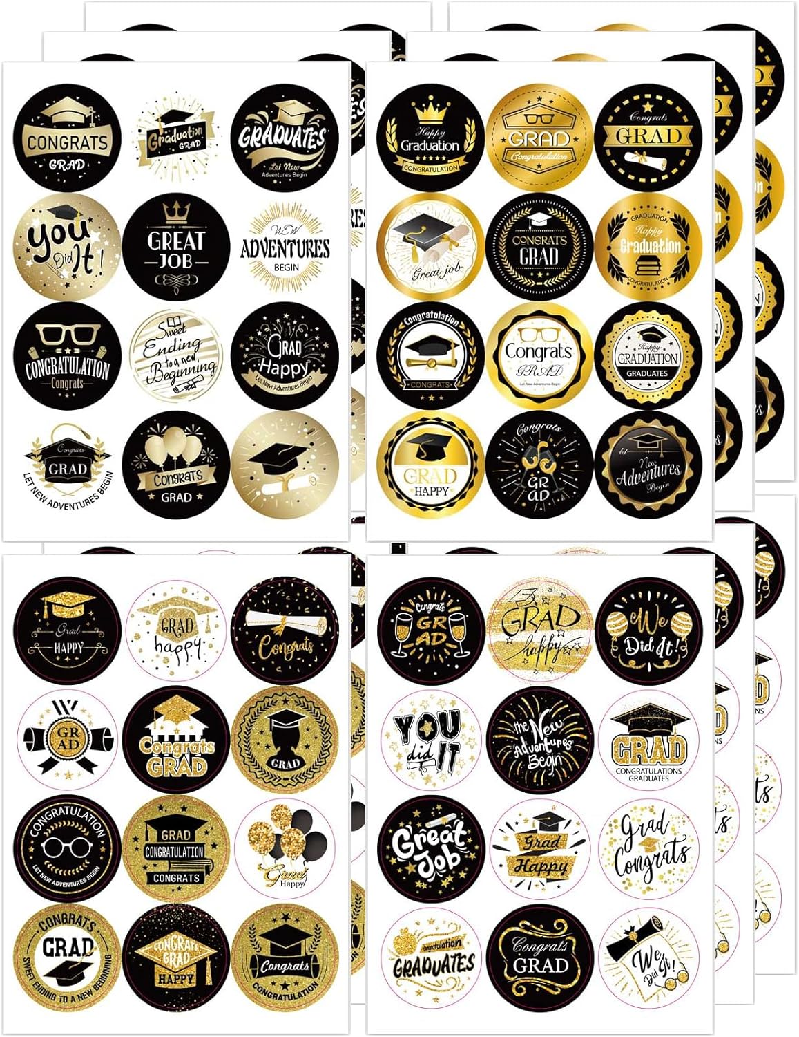 12 Sheets Graduation Sticker, 1.5in Class of 2024 Stickers, Round ...