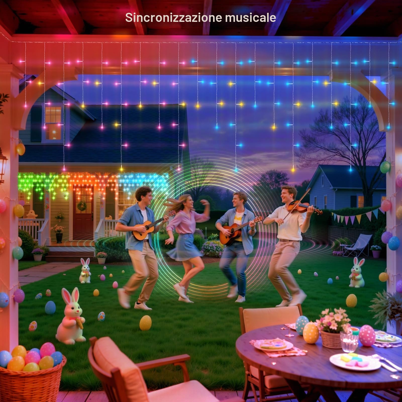 REYLAX Smart Luci Natale Esterno Cascata 20M 598LEDs Impermeabile IP67 Luci Stringa RGB String Lights Telecomando Decorazioni di Halloween e Natale Modalità di Scena Dinamica per Festa Nozze