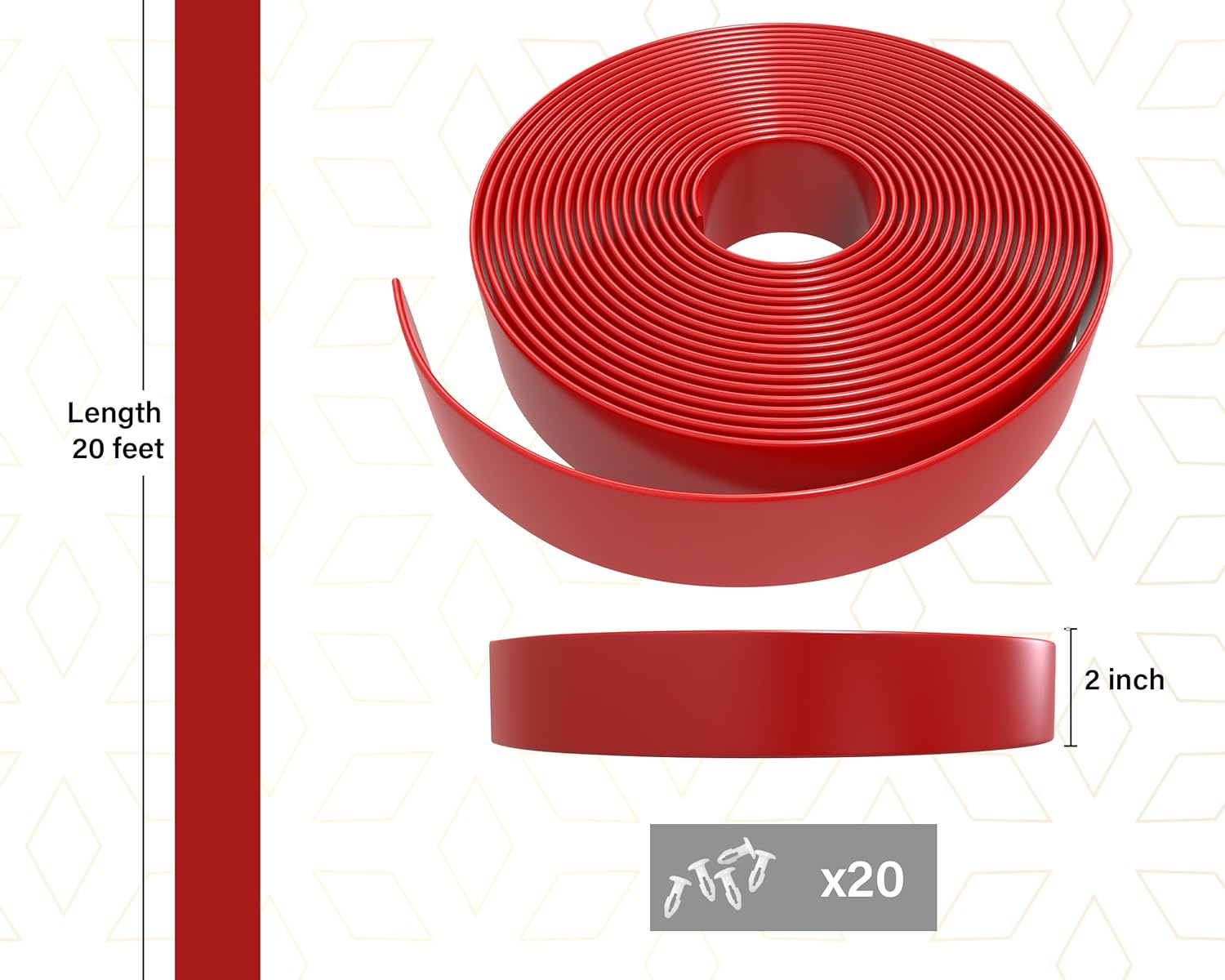 2" x20' ft Patio Furniture Strapping Patio Chair Repair Strapping Vinyl Chair Strapping Outdoor Lawn Furniture Repair Straps (RED)