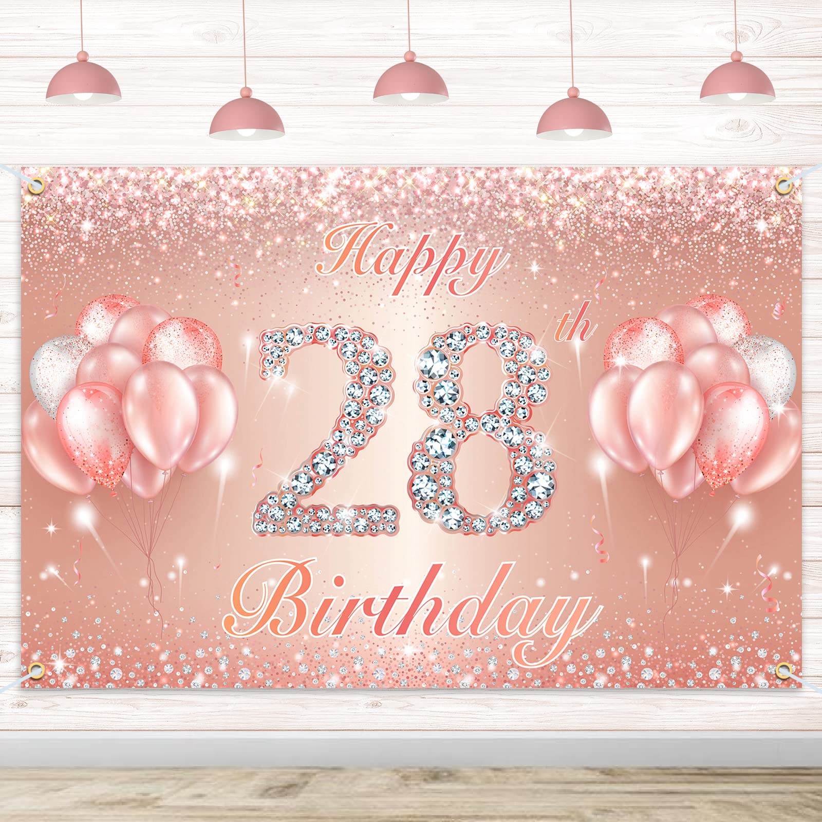 28. Geburtstag Dekoration – Stoffschild 180x90 Cm, Rosegold, Für Wand & Hintergrund