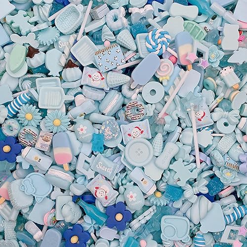 Miniatura 8 de Halloluck Juego de 50 dijes de slime de resina para hacer manualidades de Pascua, cuentas de resina con parte trasera plana, suministros para