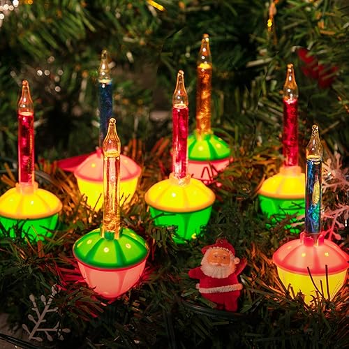 Luces de burbujas de Navidad multicolor con 7 bombillas transparentes, certificación UL para iluminación de celebraciones navideñas, alambre verde