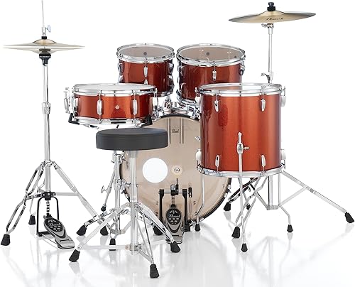 Miniatura 31 de Pearl Roadshow (RS525WFC/C707) - Juego completo de batería de 5 piezas con platillos y soportes, color bronce metálico