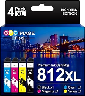 GPC Image Flex Remanufactured 812XL 812 Ink Cartridge Replacement for Epson 812XL 812 Epson Ink Epson 812XL 812 T812 to use with Workforce Pro WF-7820 WF-7840 WF-7310 EC-C7000 Printer（4 Pack）