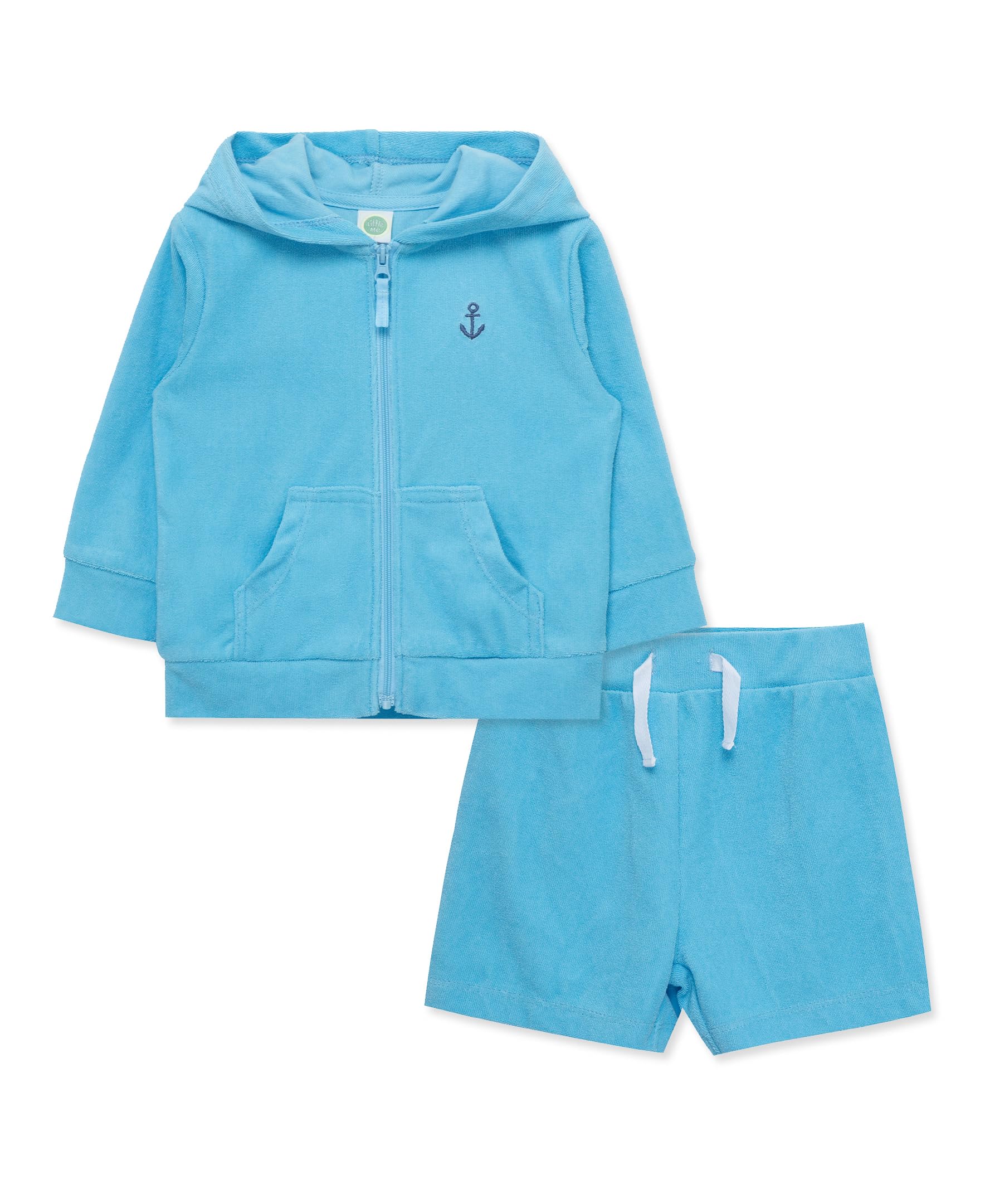 Little Me Clothes for Baby Boys' Blue Cover Up Set, Blue Baltic Sea, 2 Toddler