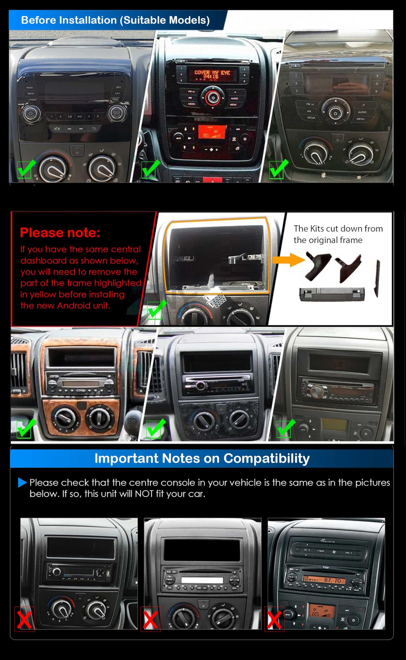 Erisin Qualcomm 8-Core Android 14 4GB+64GB GPS Navegación Estéreo de Automóvil para Fiat Ducato Citroen Jumper Peugeot Boxer 7" Radio Coche IPS CarPlay Android Auto Bluetooth 5.1 WiFi 4G DSP Canbus