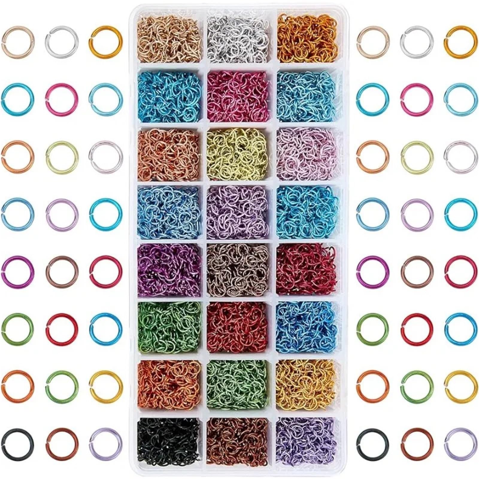 Biegeringe aus Aluminium, 6 mm, Kettennetzringe, offene Binderinge, 24 Farben, Schmuckzubehör für Choker (140 Stück)