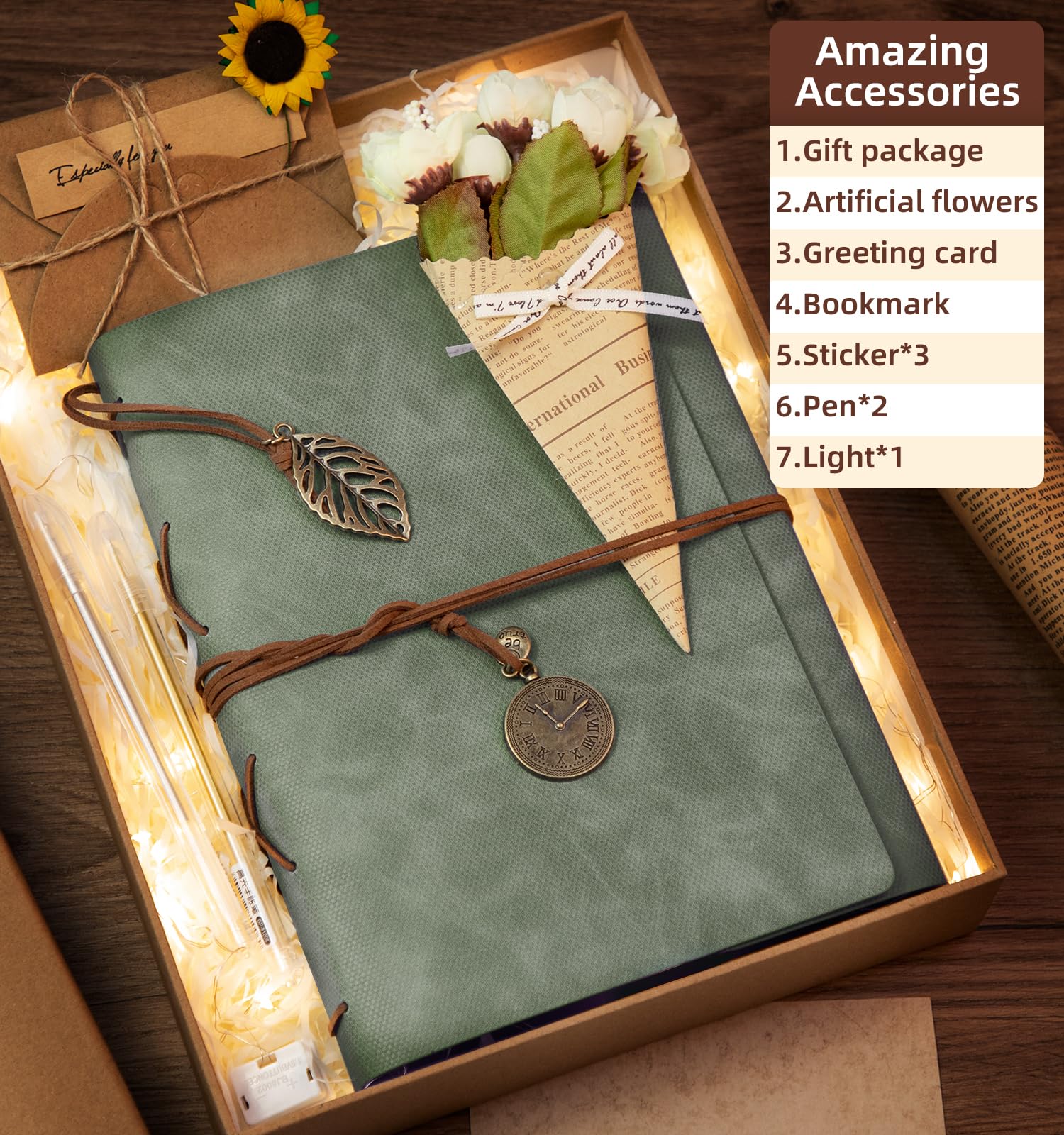 Álbum de fotos de 100 páginas, 60 páginas autoadhesivas + 40 páginas de papel kraft para fotos de 2 x 3, 3 x 5, 4 x 6, 5 x 7, libro de recuerdos de cuero para bodas, bebés, familiares, viajes