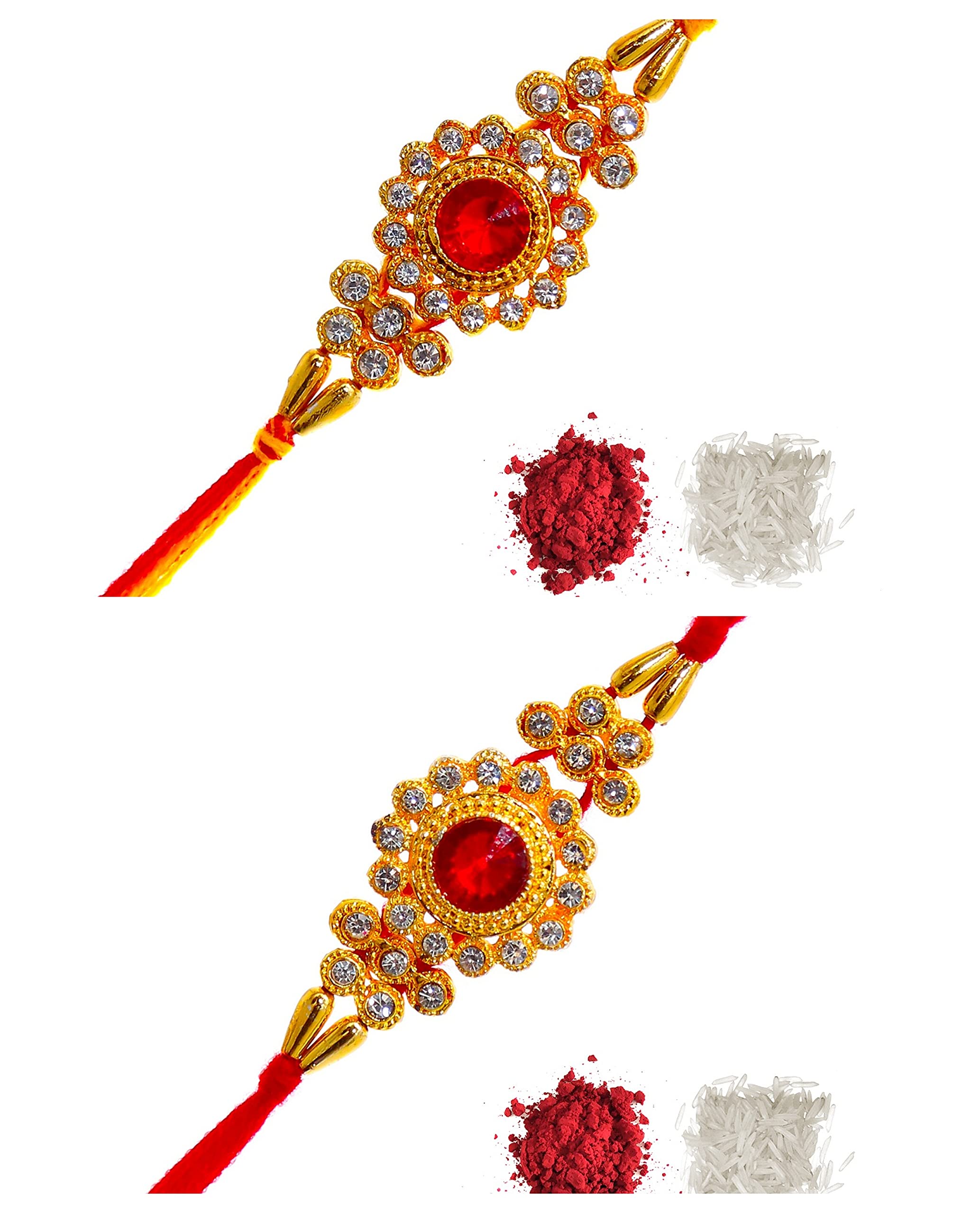 FITG18 Unisex Adult Elegant Kundan Rakhi With Roli Chawal (B09B7H39JS) Amazon Price History, Amazon Price Tracker