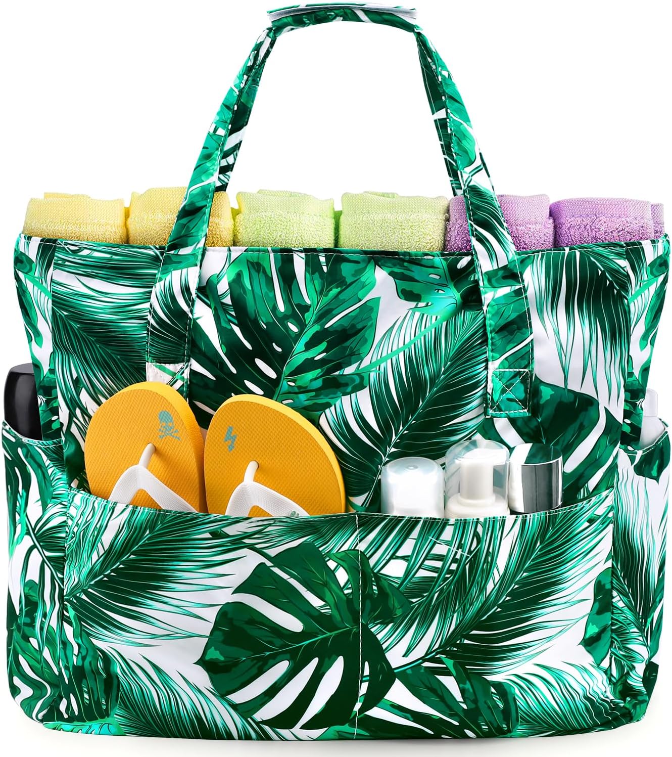 hatisanBeach Bag Waterproof Sandproof for Women Extra Large Beach Tote Bag Pool Bag for Gym Travel with Wet Compartment