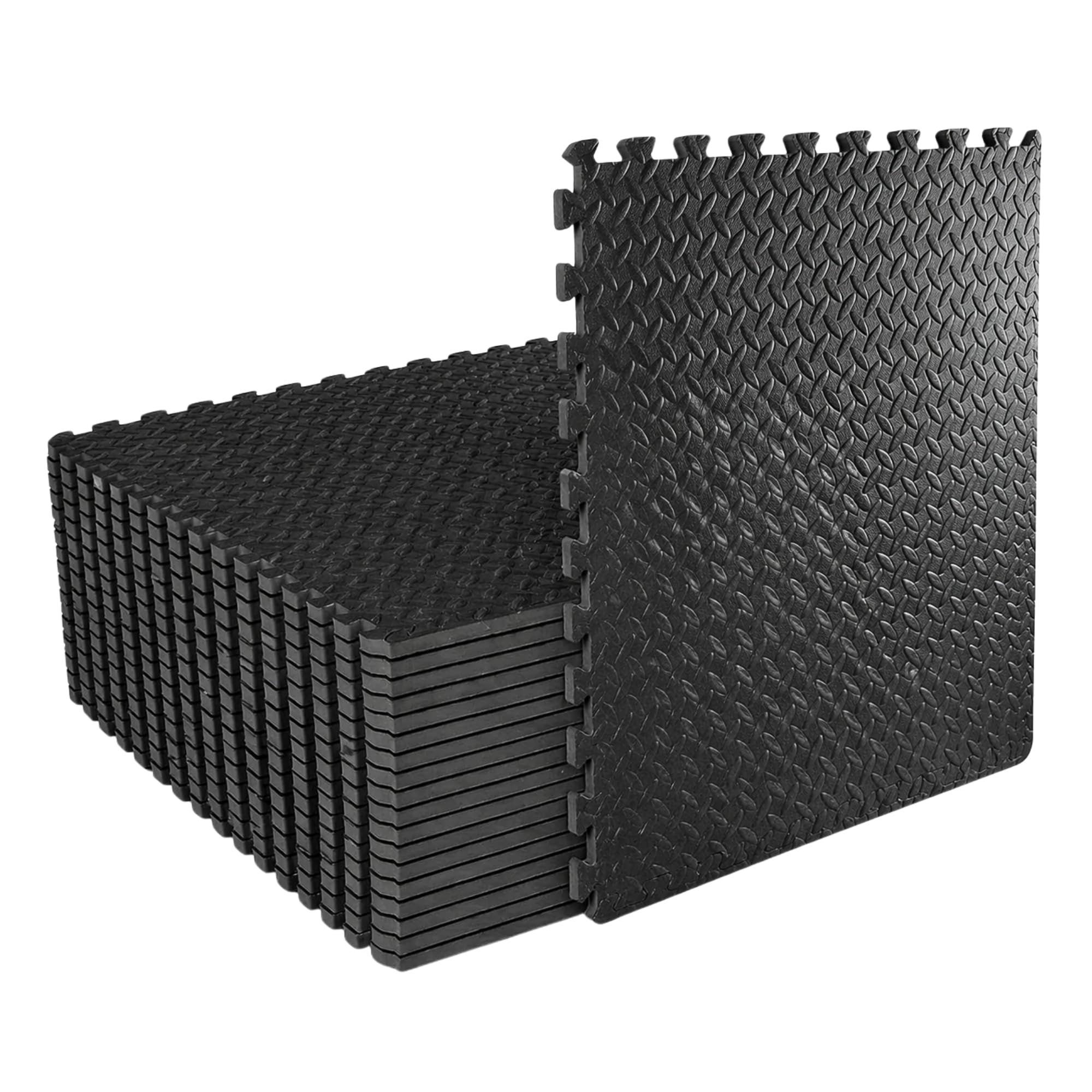 20 Pcs Soft Foam Exercise Floor Mats 60 x 60 x 1.1 cm, Black Interlocking EVA Puzzle Gym Flooring Tiles with Non Slip Cushion for Home Workout, Kids Play, Yoga, Garage and Exercise Equipment