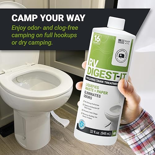 Miniatura 6 de Unique RV Digest-It - Tratamiento de inodoro RV  Elimina los olores en la fuente y licúa los residuos  16 usos por botella de 32 onzas (paquete de 3)