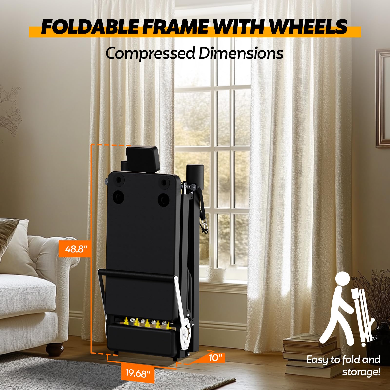 Foldable Pilates Reformer Set with Sitting Box - Portable Home Pilates Machine for Full-Body Workout, Adjustable Resistance, Compact Design, Includes Pilates Sitting Box for Enhanced Exercises