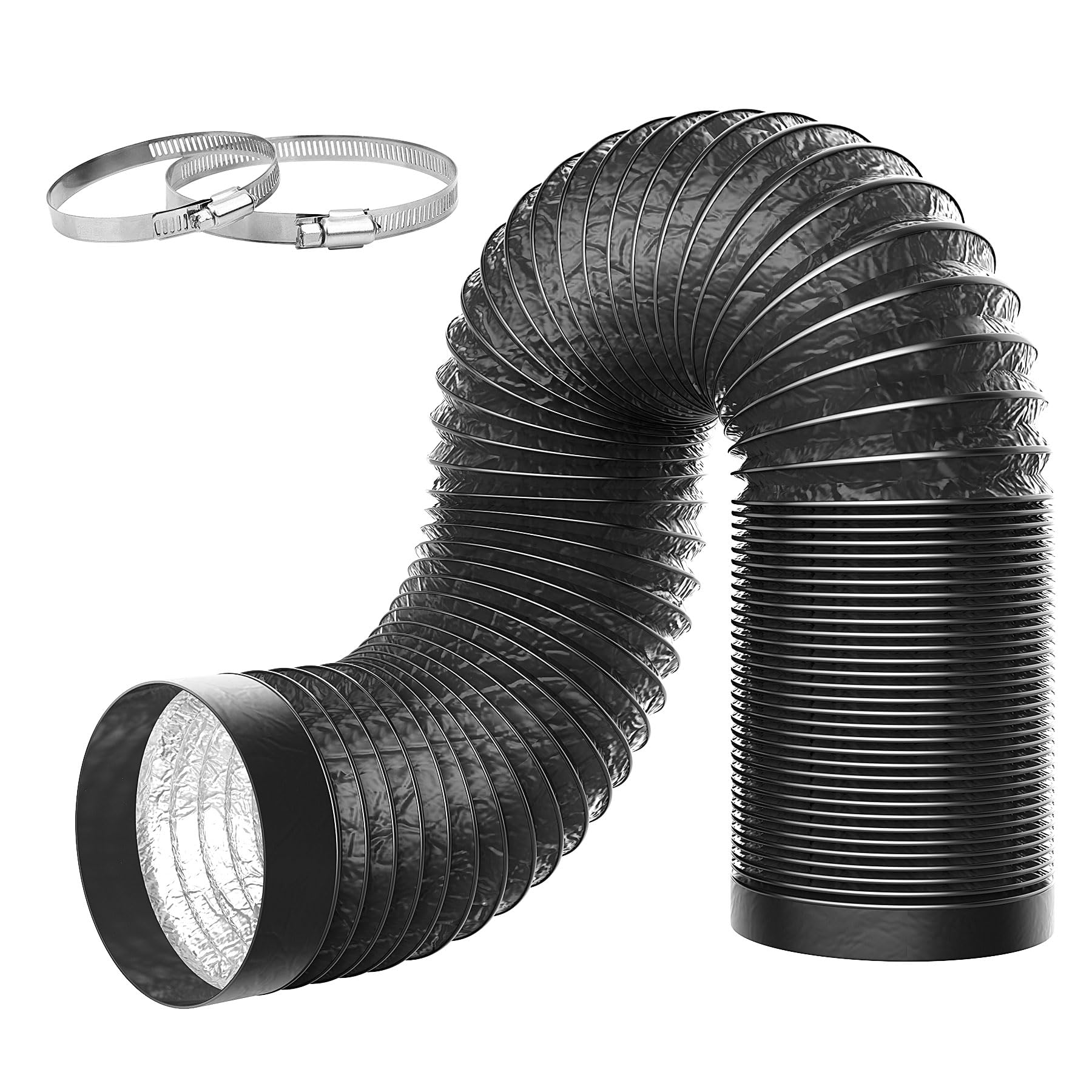 Puunkeey Flexible 4 Inch Aluminum vent hose - Corrosion Resistant, Lightweight, Durable HVAC/Plumbing pipe for HVAC Systems, Plumbing, HVAC Ductwork (