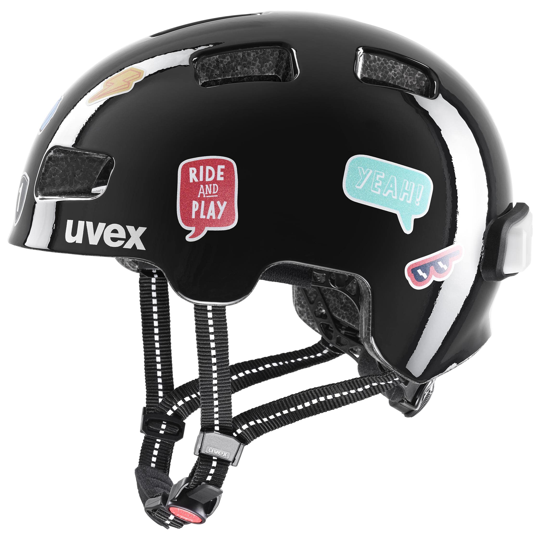 uvex hlmt 4 reflexx, Casco da Bicicletta per Bambini Unisex-Youth, Black, 51-55 cm