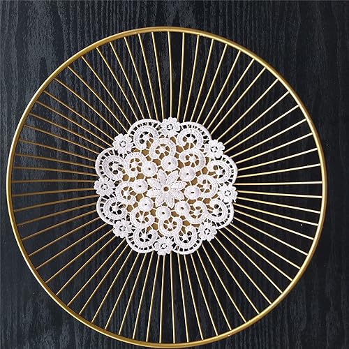Miniatura 3 de TINWIN Manteles individuales redondos de encaje blanco Doily Lace Place Doilies bordado Lace Flower Mat Florero Copa-5 (6 pulgadas 6 piezas)