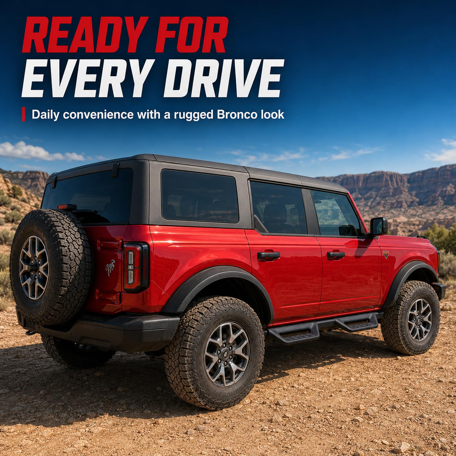 MABETT 2 szt. deski do biegania stopnie boczne do Ford Bronco 2/4 drzwi akcesoria do 2/4 drzwi, czarne kroki boczne, suwaki Nerf Bar Fit Bronco