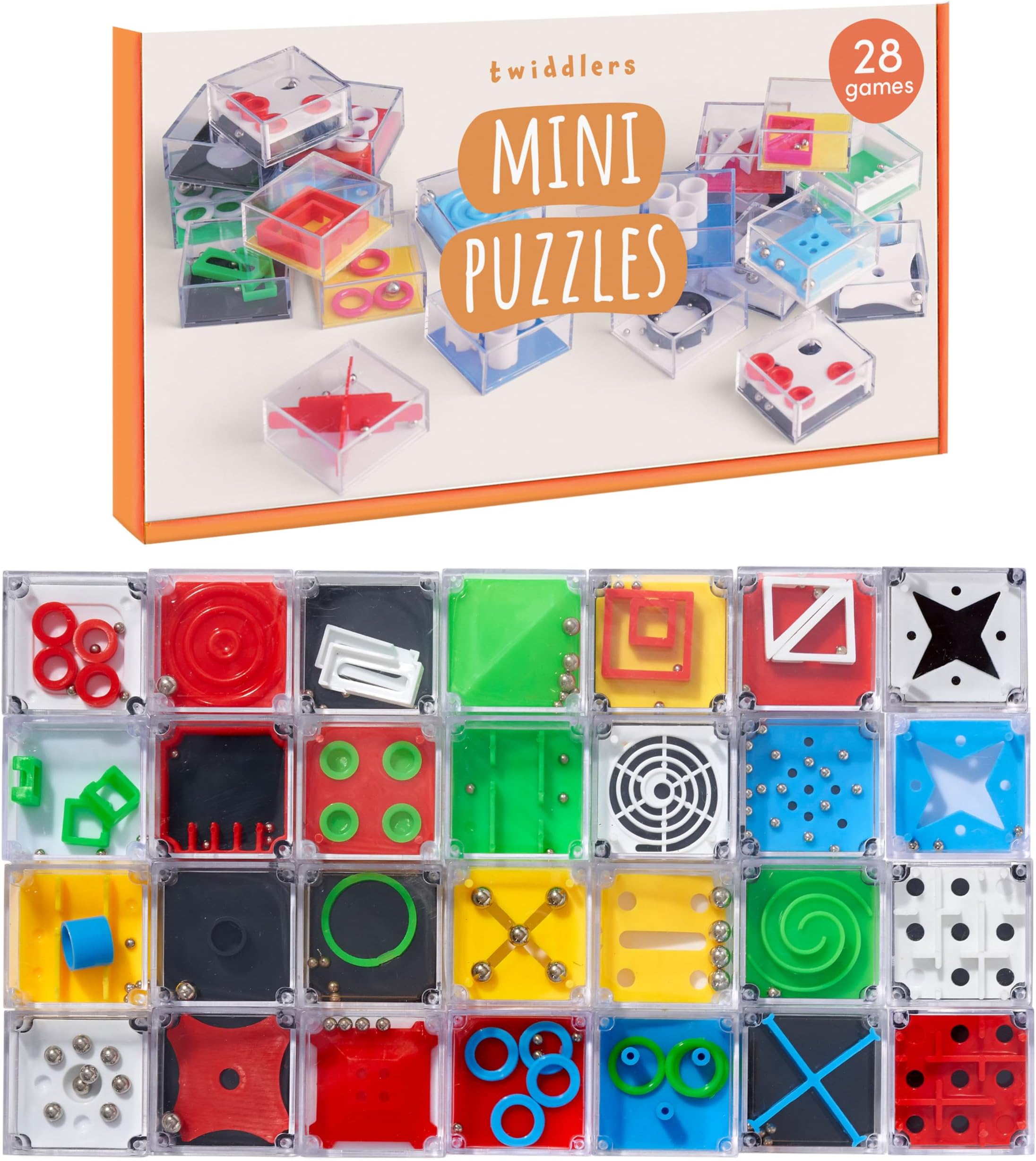 28 Mini Maze Puzzle Cube Game Brain Teaser Challenge, Assorted Difficulties, Perfect Kids Science Party Bag Favours, Christmas Cracker Stocking Fillers, Cool Classroom Rewards