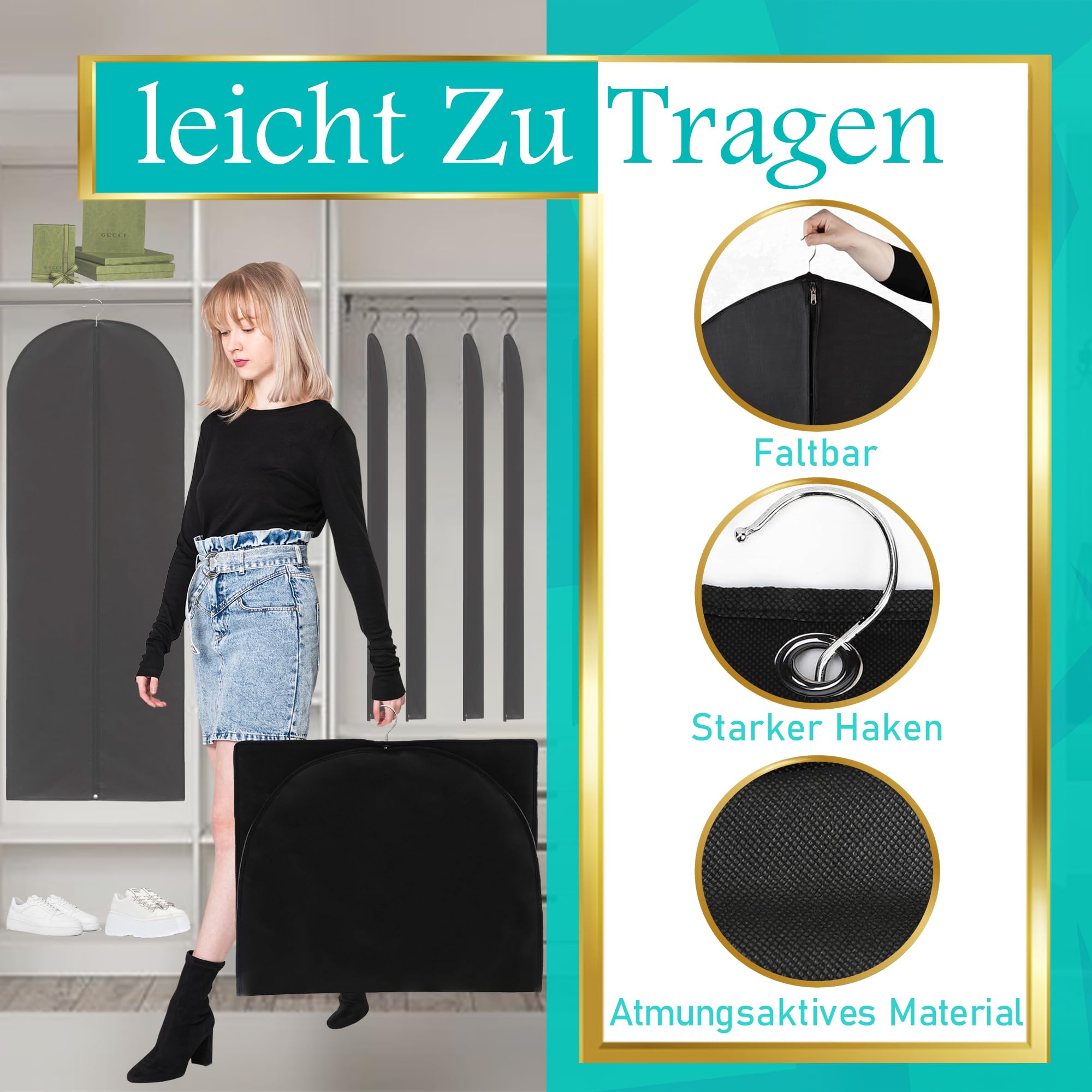 Borse Portaabiti Bruce - 2 Custodie Antitarme + 1 Sacchetto Scarpe, Ideali Per Viaggi E Armadio - Foto 11