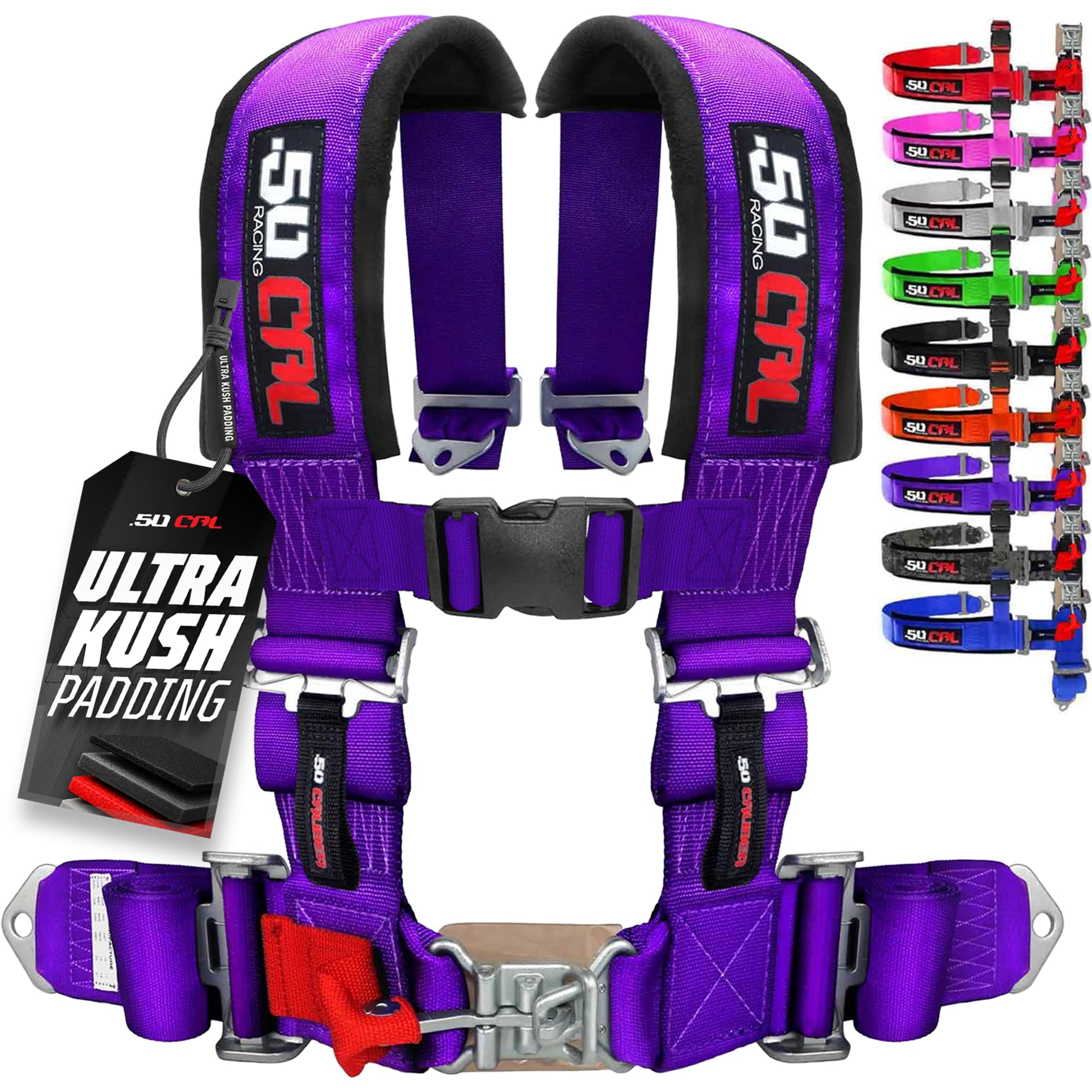 1pc 50 Cal Purple 4pt 4 Point Harness 3" straps, Racing Harness Seat Belt