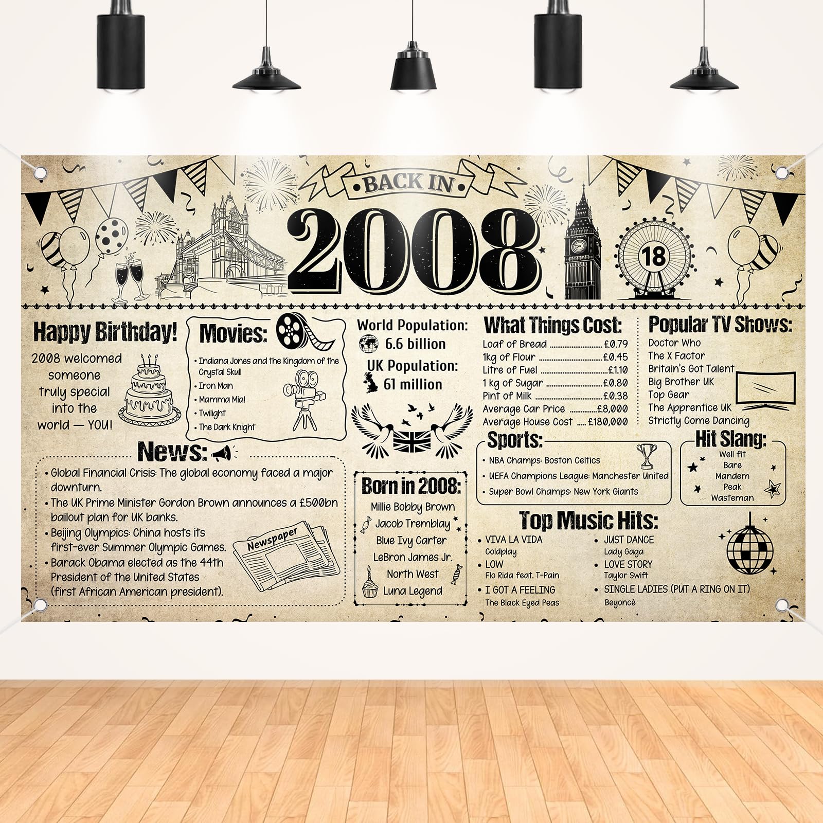 JoyAura 18th Birthday Decorations Banner Retro Backdrop for Boys Girls โ image 1