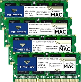 Timetec 16GB KIT(4x4GB) Compatible for Apple DDR3 1067MHz / 1066MHz PC3-8500 CL7 Dual Rank for iMac (Late 2009 21.5-inch / 27-inch) SODIMM Memory MAC RAM Upgrade for iMac 10,1 and iMac 11,1
