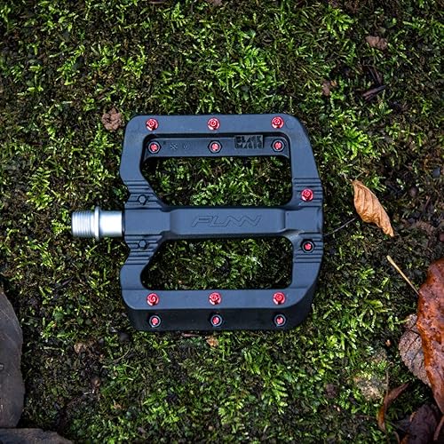 Miniatura 9 de Funn Juego de pedal de bicicleta de montaña plano de plástico negro Magic  Pedales de bicicleta ligeros de plataforma ancha para estabilidad,