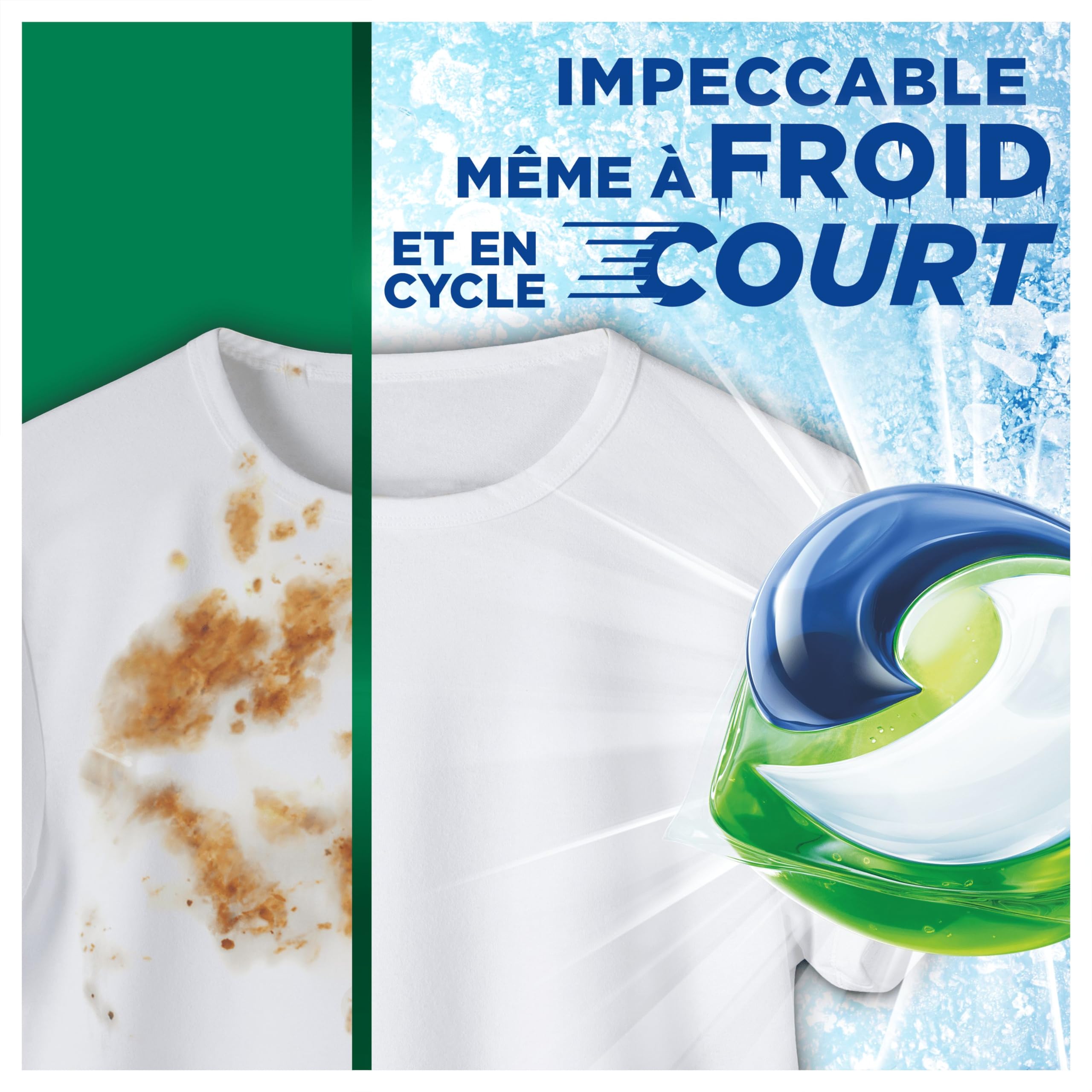 Ariel 3en1 PODS Lessive Liquide En Capsules 50 Lavages, Original, Élimine Les Taches Incrustées, Même Après 7 Jours, Impeccable Même En Cycle Court Et À Froid, Fabriqué En France