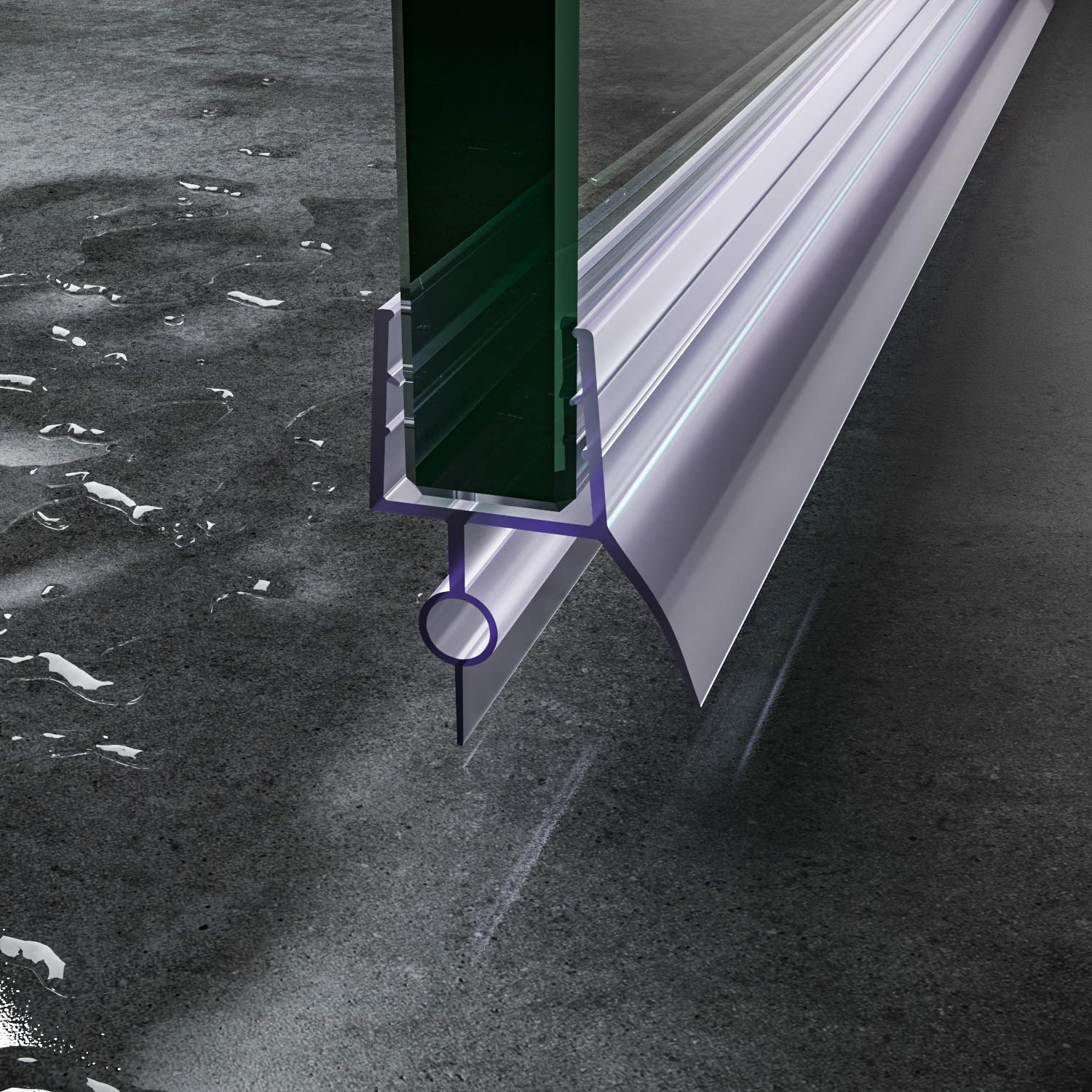 SUNNY SHOWER Frameless Shower Door Sweep Bottom Seal Wipe Drip Rail Fit 3/8" Glass Door 36" Length