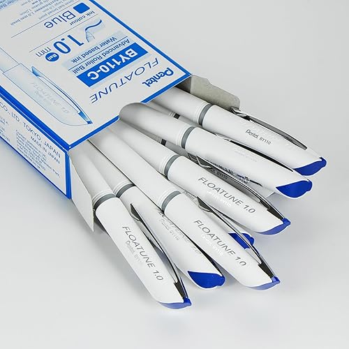 Miniatura 2 de Pentel Floatune Rollerball, punta gruesa de 0.039 pulgadas, tinta azul, caja de 12 (BY110-C)