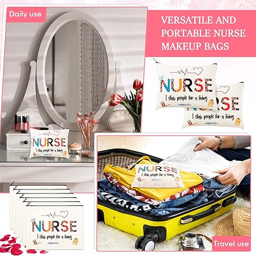 Miniatura 7 de 24 bolsas de maquillaje de regalo de agradecimiento de enfermería para mujeres, bolsa de cosméticos de lona, para enfermeras, médicos, regalos de