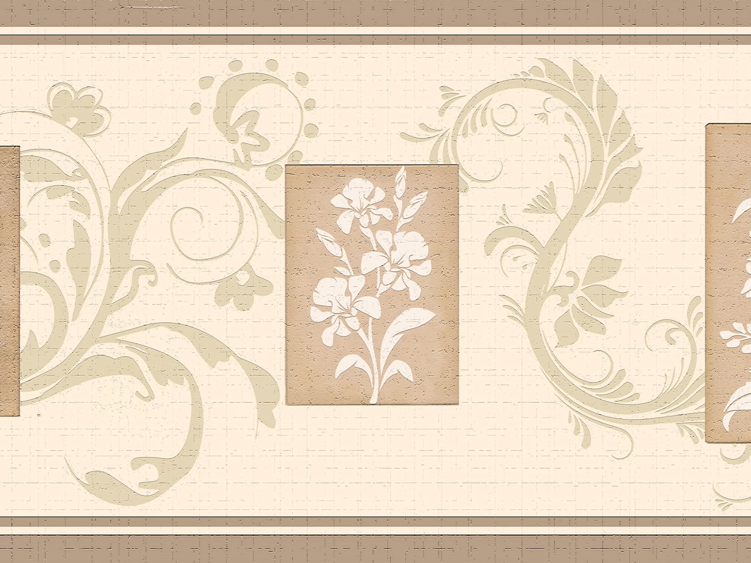 Dundee Deco Peel & Stick Wallpaper Border – Abstract Red Brown Stars Hearts Bows, Retro Design, 15 Ft X 7 In, Self-Adhesive & Washable