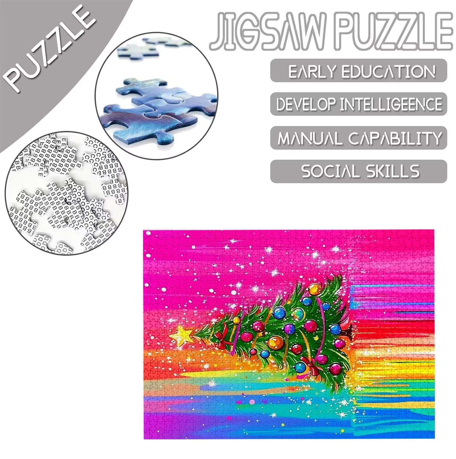 Puzzle 5000 elementów dla dorosłych, puzzle z motywem choinki, duże drewno układanka 156 x 105 cm, początkująca dziewczyna edukacyjna wyzwanie zabawka z opakowaniem na prezent do dekoracji pokoju