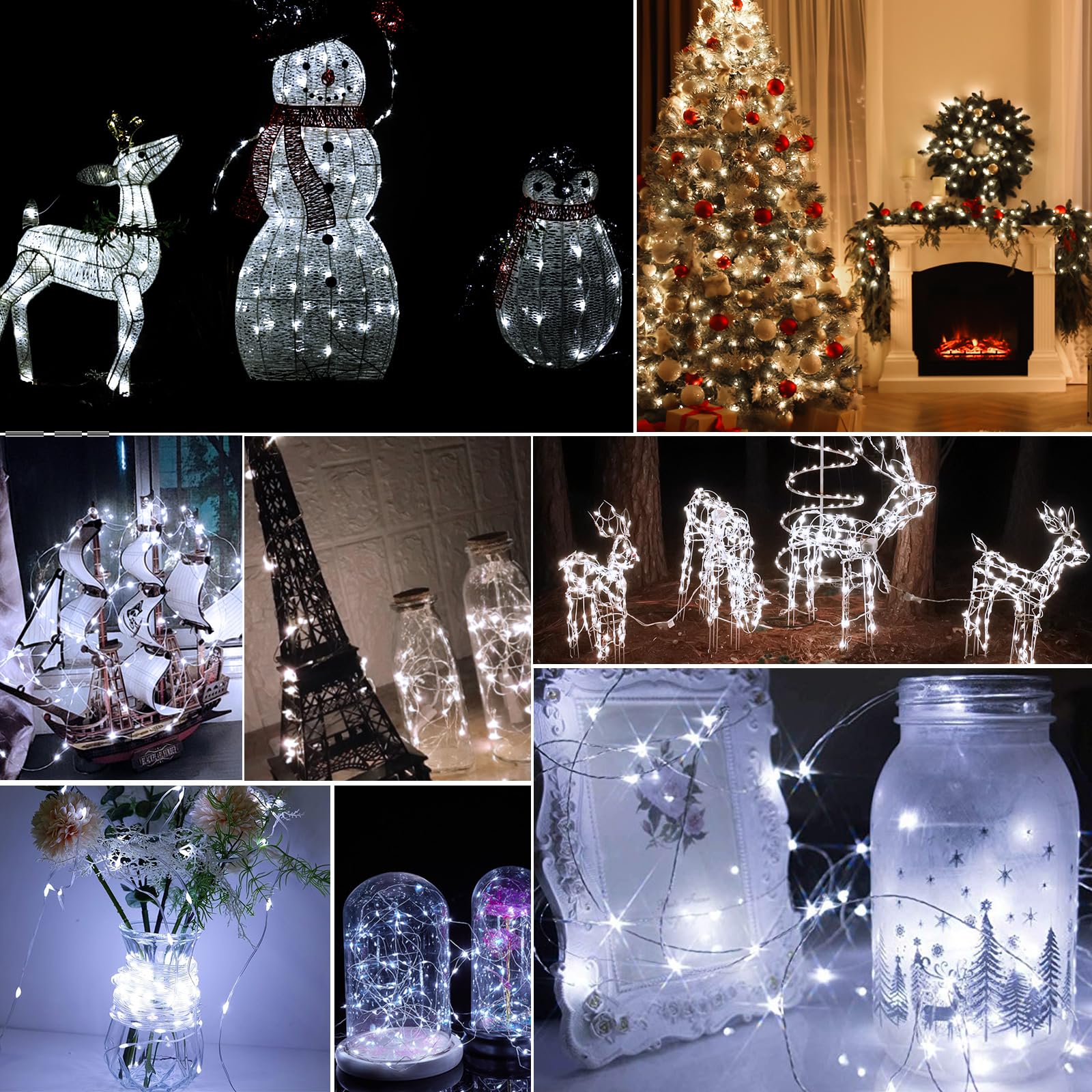 pozzolanas Confezione da 50 luci bianche a batteria, 2,1 m, impermeabili, con 20 LED, per casa, barattoli, feste, matrimoni, Halloween, decorazioni natalizie