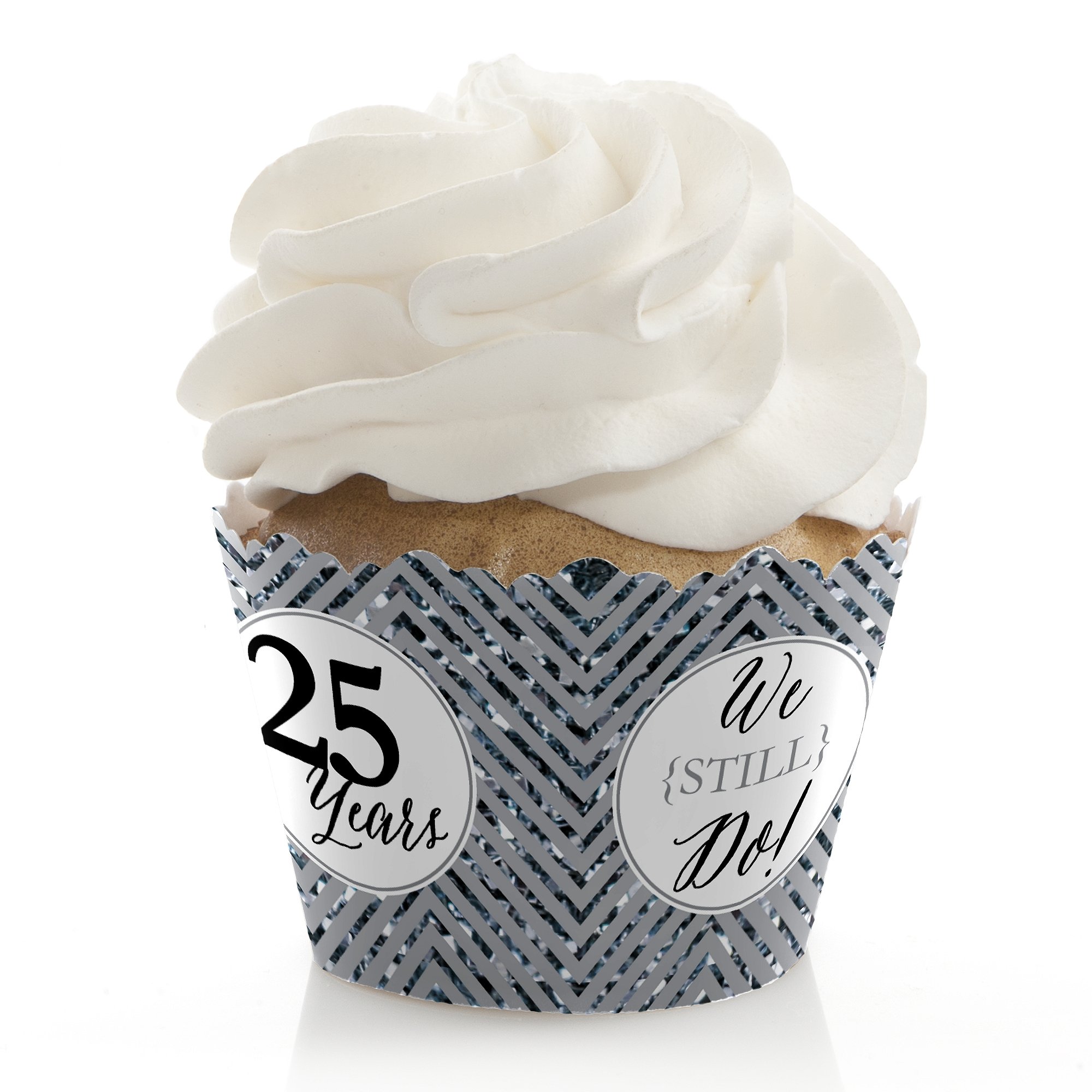 Big Dot of Happiness We Still Do - 25th Wedding Anniversary Party Decorations - Party Cupcake Wrappers - Set 12
